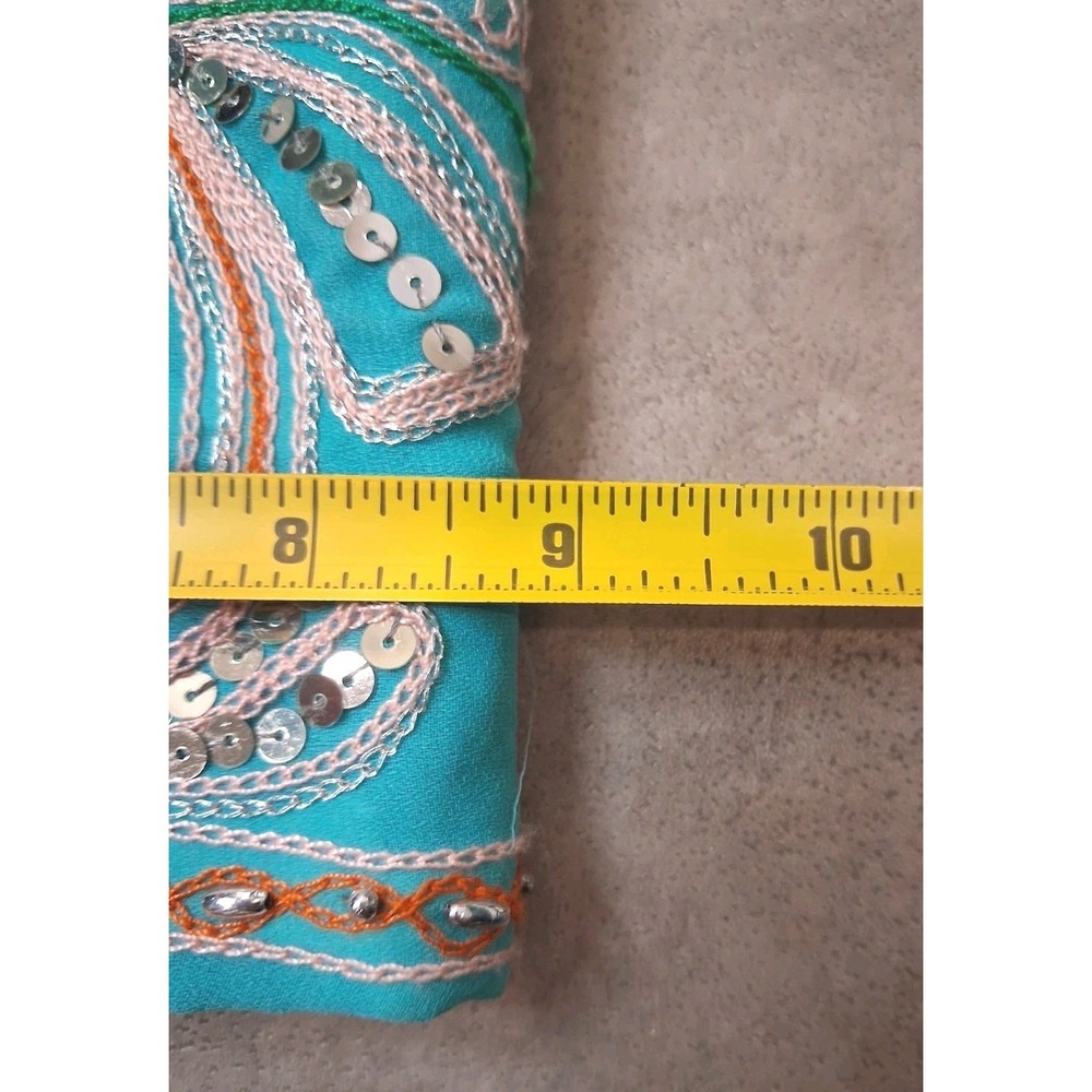 Z.I Jeans Wide Leg Cropped Light Wash Boho Paisley Hem High Rise Size 31 - Picture 10 of 11